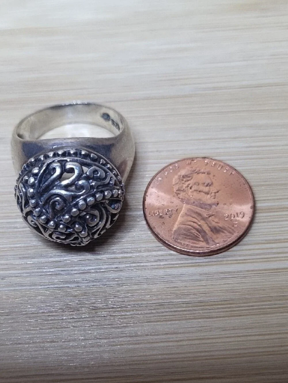 Vintage Estate- Intricate Filigree Dome Ring - 925 Sterling Silver Sz8